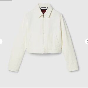 GG Jacquard Denim Jacket in White | Gucci